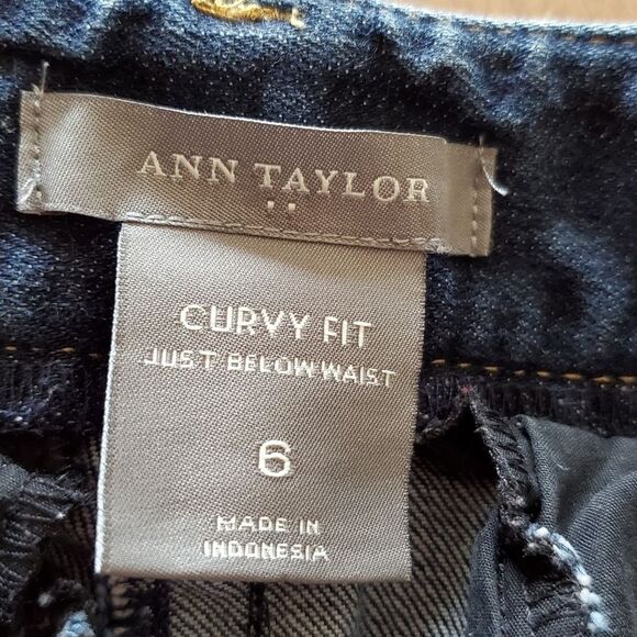 Ann Taylor Women Sz 6 Curvy Denim Blue Jeans Back Flap Pockets Thick Stitch Trim - Picture 4 of 8